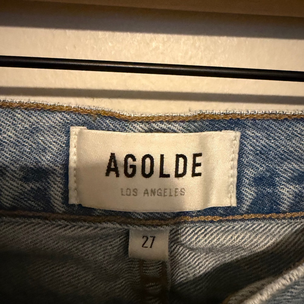 Agolde Cherie jeans High Rise Straight Leg 27 raw hem cotton casual classic boho - Picture 3 of 5